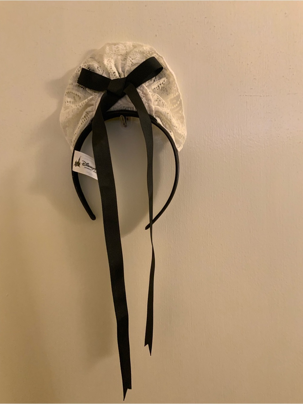 Rare Disney Haunted Mansion Cast Style Headband with Black Ribbons and Lace